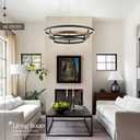 3 Ring LED Chandelier Black Round Chandelier Light Fixture Dimmable Farmhouse Foyer Chandeliers Light Wood-Printed Circular Chandeliers for Dining Room Entry Bedroom Office Living Room 24in