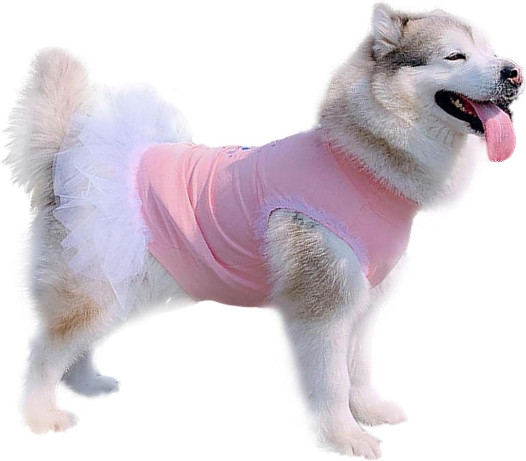 Pink Dog Dresses Girl,Fashion Sweet Cute Sleeveless Lace Princess Wedding Birthday Tutu Skirt for Female Dogs, 3XL