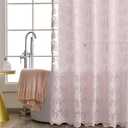 Pink Lace Shower Curtain - Vintage Shower Curtains with Attached Valance, Floral Lace Bath Curtains for Bathroom, Farmhouse Style Shabby Chic Bath Curtain Scalloped Edge, 72 x 72 Inch, 1 Panel