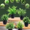 Clearain Fake Plants 6 Packs Artificial Plants Small Faux Plants Black Bathroom Accessories for Bathroom Home Kitchen Coffee Table Office Desk Decor Indoor (Black)