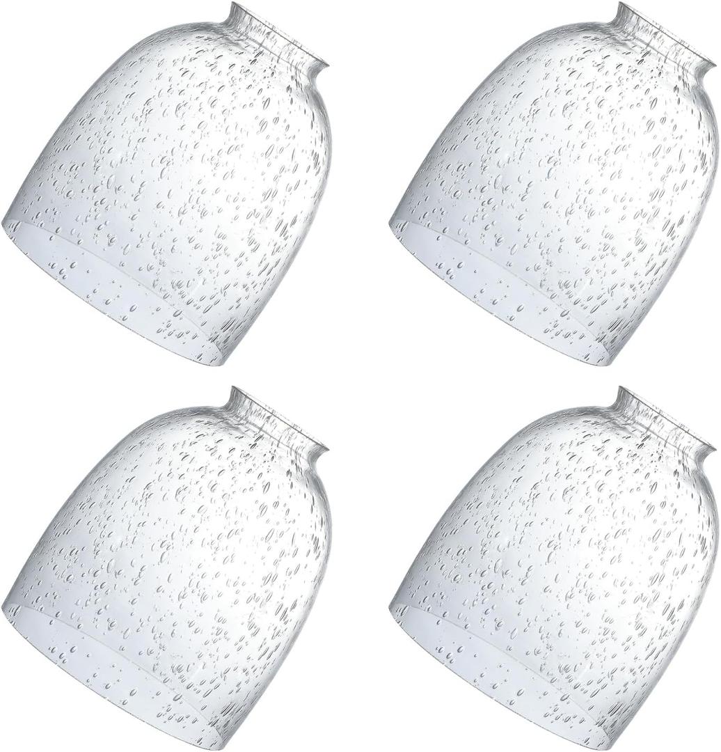 4 Pack Clear Seeded Glass Replacement,2-1/8" Fitter, 5.47" High, 4.76" Diameter Shades Covers for Ceiling Fan Light Fixtures Pendant Lighting Chandelier Vanity Light Kitchen Island Light.