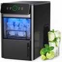 Silonn Ice Maker Coutertop - Portable Ice Cube Machine - 20lbs of Bullet Ice per Day, Makes Ice in 6 Minutes, Stainless Steel with Visible Water Level Window, Ideal for Kitchen, Office, and Camping