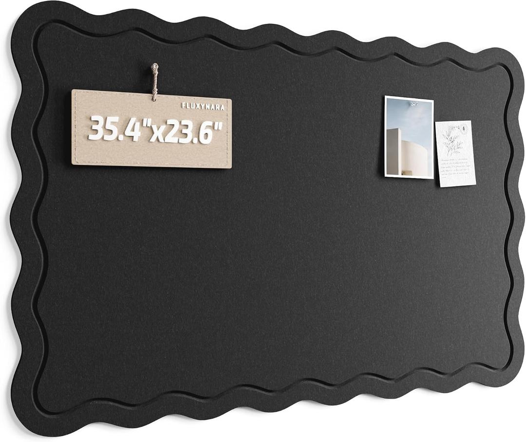Fluxynara Scalloped Felt Bulletin Board, 35.4"x23.6", Black