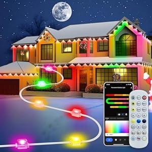Smart Permanent Outdoor Lights for House, 100ft with 60 Smart RGB+IC LED Eaves Lights, IP67 Waterproof with 54 Scene, for Halloween Christmas All Holiday Decor, Compatible with Alexa, Google Assistant