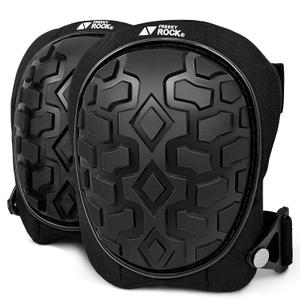 FREEKYROCK Professional Knee Pads for Work Construction with Heavy Duty Cap Foam Padding Gel Cushion Knee Pads for Men, Comfortable Adjustable Strong Strap, Military Grade Rivet for Flooring Gardening, Black