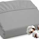 ROYALE LINENS 300 Thread Count 100% Long Staple Combed Cotton Fitted Sheet Full - Super Soft Deep Pocket Bottom Sheet - Fitted Sheets Only - Elastic Sheets (Full, Silver)