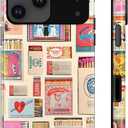 For iPhone 17 Pro Case,Vintage Matchbox Collage Phone Case for Girl Women Boy Men,Hybrid 2-Layer Hard Shell Cases