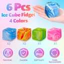 Gemscream 6 Pack Fidget Stress Cube Stress Ball Ice Cube Sensory Squeeze Blocks Anxiety Relief Sugar Balls for Party Favors Prizes Goodie Bag Stuffers (Gradient Flowing Style)