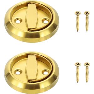 uxcell Round Recessed Pull 3" Stainless Steel Recessed Door Handle Concealed Brushed Handles Cabinet Hidden Knob for Various Modern Door Gold 2Pcs (Inner Hole Size: 8 x 8mm)