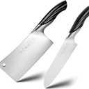 SHI BA ZI ZUO 2 Pieces Professional Kitchen Knife Set,Butcher Knife and Chef Knife Kitchen Knife Set for Cutting Bones,Vegetables and Meat