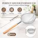 2 Pcs 11-3/4'' Heavy Duty Double Mesh Strainer with Wood Handle