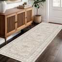 2x5 Runner Rug for Hallway Washable: Non Slip Kitchen Rugs with Rubber Backing Soft Waterproof Mats Stain Resistant Indoor Vintage Carpet Runner for Bedroom Bathroom Laundry Entryway Beige/Gray