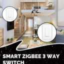 MOES Zigbee 3 Way Double Light Switch, 2 Gang Smart Wall Switches Single Pole, Require Neutral Wire, Support Remote Control, Compatible with Alexa/Google Assistant