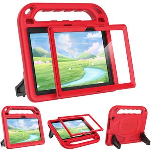 MENZO Kids Case for 10-inch Tablet (2023/2021 Release,13th/11th Generation), Lightwight Shockproof Built-in Screen Protector with Handle Stand, Red