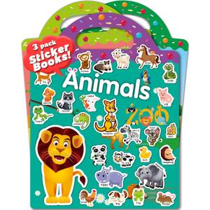 3 x 3 Pack Reusable Sticker Book for Toddlers 2-4 Years, Toddler Sticker Book for Kids, Toddler Activities Crafts Preschool Learning Travel Toys Birthday Gifts for Boys Girls Ages 1-3, 2-4, 3-5