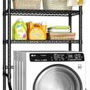 Ulif U11 Over Washer and Dryer Shelves, 3 Tiers Laundry Room Storage and Organizer Standing Shelf, Metal Freestanding Clothes Drying Rack, 33.9" W x 19.7" D x 77.6" H, Black, U11 Regular