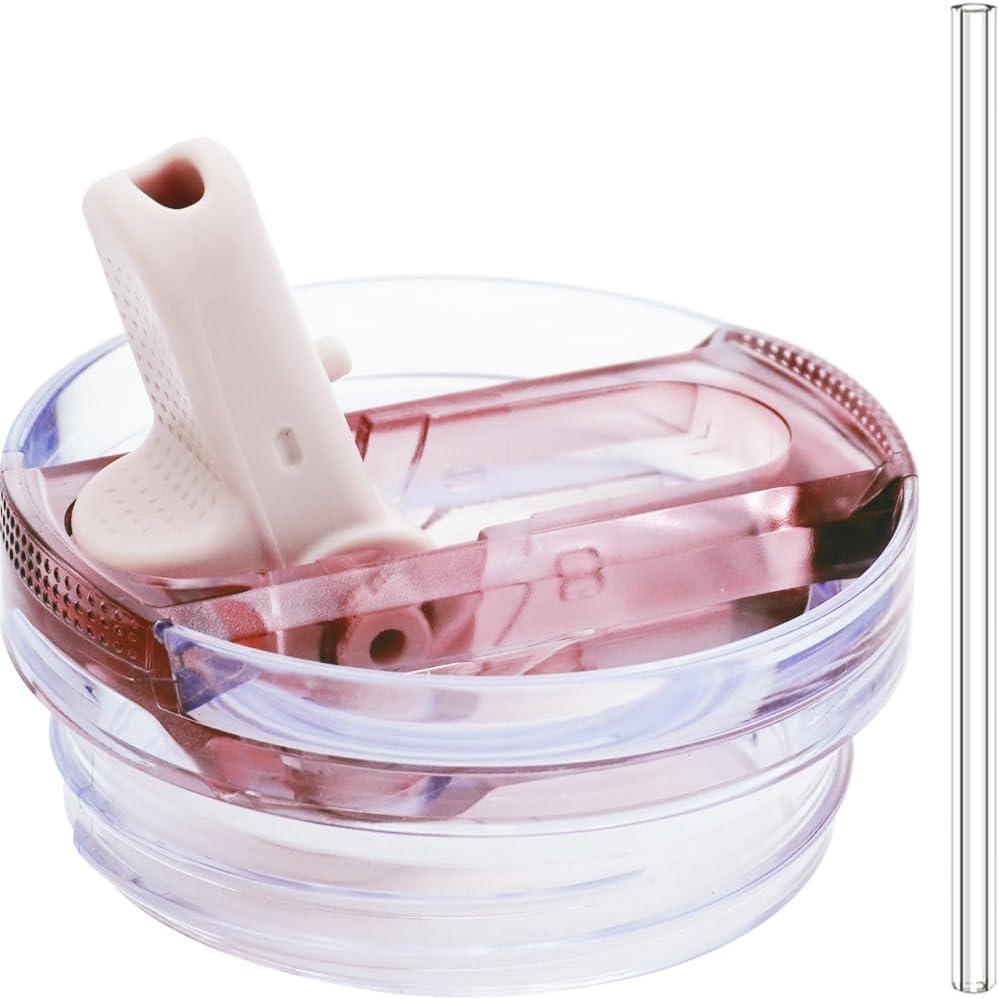 Dreamfocus 14 oz Leak Proof Flip Straw Lid Replacement for Stanley 14 oz Quencher H2.0 and ProTour Tumbler (Rose Quartz)