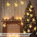 Zhanmai 10 Pcs Large 3D Gold Paper Star Lantern with 10 LED Lights 11.8 Inch 5 Point Hollow Hanging Paper Star Lampshade Decoration Light Lanterns for Wedding Birthday New Year Party Home Decor