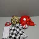 Christmas Blonde Wig with Red Bow and Necklace Girls Women Long Braids Christmas Costume Wig Accessory