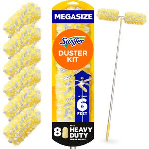 Swiffer Duster Kit with 6 ft Super Extendable Handle, Heavy Duty Starter Kit with 8 Refills