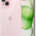 LoeoeL for iPhone 15 Case Clear, Transparent Hybrid 15 Phone Case [Hard Plastic & Soft Silicone Bumper] Acrylic Non Yellowing Thin Slim Protective Cover for Women, Light Pink