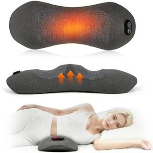 FAMKCY 3 in 1 Rechargeable Electric Lumbar Support Pillow, Vibration, Heating, and Traction Therapy, Back Massager for Pain Relief Deep Tissue,Waist Wedge Bolster