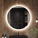 27" Round led Bathroom Mirror with Lights 3D Backlit Mirror 3 Color Temperatures Anti-Fog Adjustable Brightness Memory Function ETL Listed IP44 Waterproof
