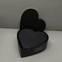Glenmal 3 Pcs Mother's Day Heart Shaped Gift Boxes with Lids 100g Shredded Paper Fill Nesting Heart Flower Boxes for Wedding Birthday Baby Showers Present Packaging(Black)