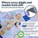 TODALE Foldable Baby Play Mat 50x50 Inch - Thick Padded Floor Mat for Crawling and Tummy Time - Non-Slip, Waterproof Portable Activity Mat for Playpens, Hard Floors & Travel - Animal & Number Patterns