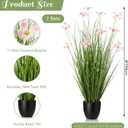 Jexine 2 Pack 3ft/35inch Artificial Outdoor Grass Plant Tall Faux Greenery Grass in Pot with Fake Pink Cosmos for Housewarming Wedding Gifts Spring Home Office Indoor Outdoor Decor