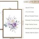 Set of 2 Watercolor Floral Wall Art Purple Blossom Peony Canvas Art Prints Nature Flower Botanical Wall Decor Framed and Ready to Hang for Living Room Bedroom Bathroom Home Wall Decoration, 16x24 Inch