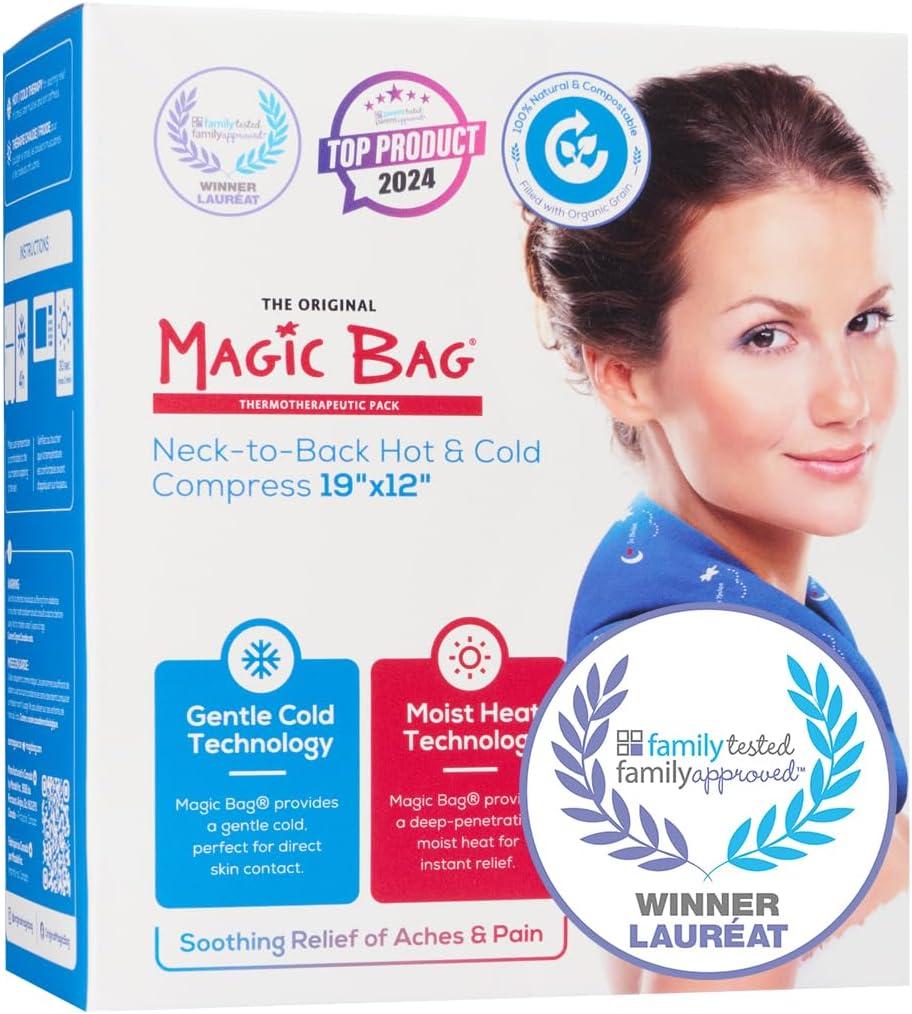 The Original Magic Bag Neck-to-Back Heating Compression, Hot/Cold Therapy for Neck Pain Relief, Awarded with The Family-Tested, Family-Approved Seal, Cordless, 48 x 31 cm (19 x 12)