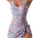 Eomenie One Piece Swimdress Swimsuits for Women Tummy Control Swim Dresses Skirt Bathing Suit,L