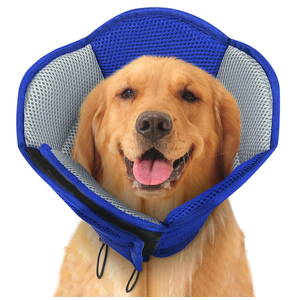 SUNFURA Dog Cones for Large Dogs, Soft Pet Cone Stop Licking After Surgery, Adjustable Pet E-Collar Alternative for Wound Healing, Blue X-Large