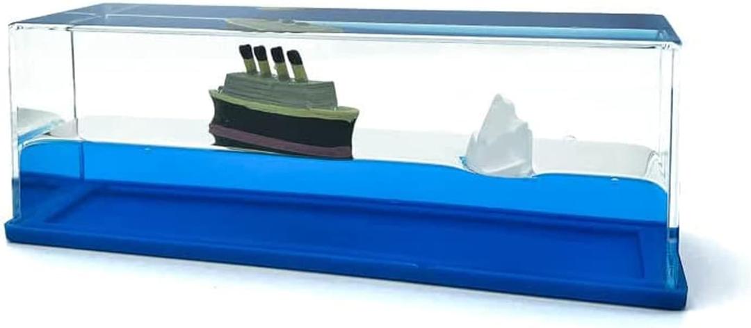 Honsheng Unsinkable Titanic Simulator Toy Wavey Boat in a Box Liquid Wave Cruise Fluid Ship Decoration Ornament for Car Decoration Paperweight Desk Toy Gifts (Blue)