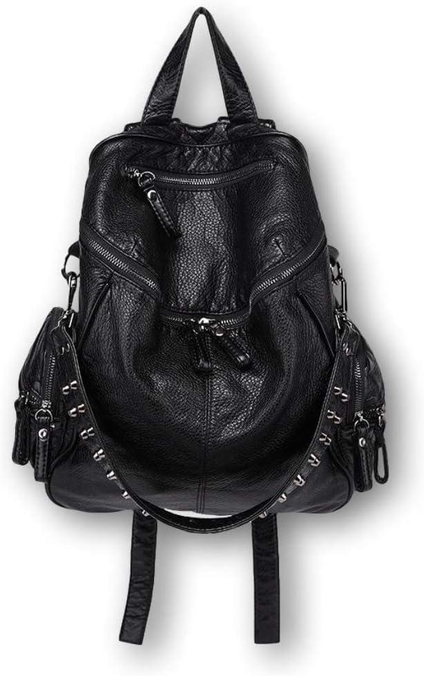 Ro Rox Calamity Womens PU Punk Gothic Uni Studded Backpack - Black, Large