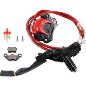 Red Rear Hydraulic Disc Brake System,ATV Quad Left Rear Hand Brake Assembly with caliper&brake pads for Chinese Quad 4 Wheeler Buggy 50cc 70cc 90cc 110cc 125cc 150cc Taotao Kazuma Coolster ATV parts