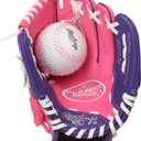 Rawlings | PLAYERS Series T-Ball & Youth Baseball Glove | Right Hand Throw | 9" | Pink/ Purple with Ball