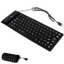 Generic Foldable Keyboard Silent Portable Silicone Wired Keyboard USB+PS2 Interface Convertible Waterproof and dustproof for Desktop Computers notebooks 85 Keys (Black)