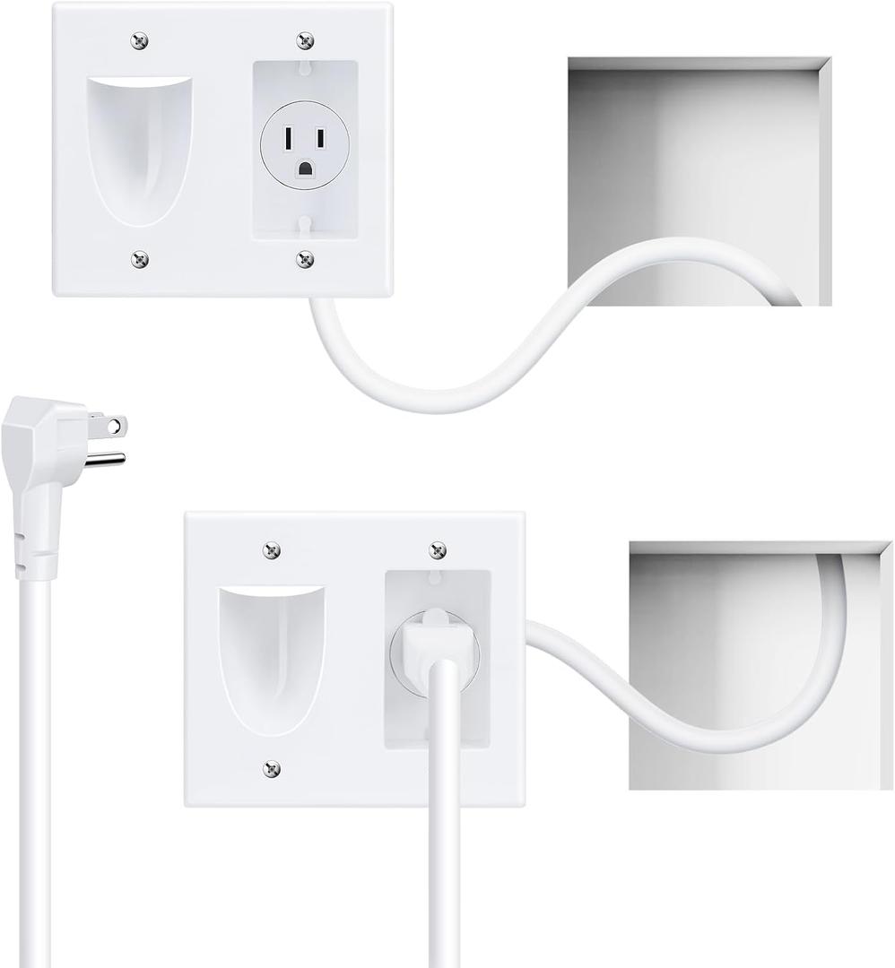in Wall Cable Management Kit,TV Cord Hider for Wall Mounted TV with Triple Outlet,6.5FT Power Cable and 6.2FT Extension Cable,20A TV Wire Hider for Wall (12.70 ft)