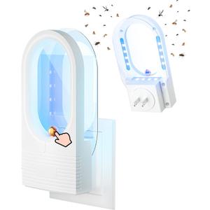 Fruit Fly Traps for Indoors- Highly Effective UV Blueish-Purple Light | Plug-in Fly Trap for Flies, Fruit Flies, Moths, Gnats, and Other Flying Insects, with 5 Sticky Pads(MK13-1pc)