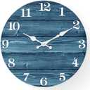 XFM Blue Wall Clock 24 Inch Farmhouse Wall Clocks Battery Operated Large Rustic Wall Clock Wood Silent Wall Clocks for Living Room Bedroom Home Office