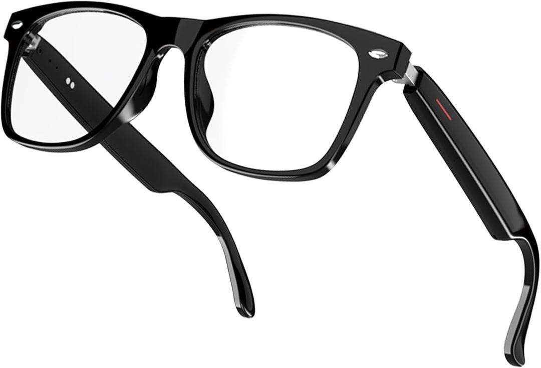 Smart Glasses for Men & Women, Built-in Mic & Speakers Bluetooth Audio Glasses, Blue Light Filter & Polarized UV 400 Protection Lenses Open-Ear Bluetooth Glasses for Android iOS, Black