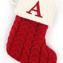 Christmas Stockings with Initials, 7.1 Inches Small Embroidered Letter Knit Red White Christmas Stocking for Family Holiday Decorations and Xmas Tree Fireplace (A)