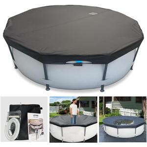 14 Ft Pool Cover with Automatic Drain Above Ground Pool Cover, Easy Installation Round Pool Cover Protector, Round Hot Tub Cover Ideal for hydrophilic and Dustproof Solar Pool Cover
