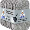 MR.SIGA Dual-Sided Scrub Sponges, Long lasting, Reusable Dishwashing Sponges for Kitchen, 6 Pack