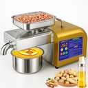 Oil Press Machine, 1800W Automatic Electric Oil Maker for Home & Commercial, Stainless Steel Oil Extractor for Cold & Hot Press for Seed, Nut, Peanut, Olive Kernel, Sesame, Sunflower, Walnut. Bucket dented