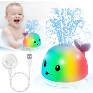 2025 UpgradedGigilli Baby Whale Bath Toy - Easy Charging Bath Toys for Kids Ages 1-3 Light Up Bath Fountain Toy 6-12-18 Months Toddlers Bathtub Toy Sprinkler Baby Easter Gifts Easter Basket Stuffers