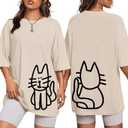 Cute Cat Shirts for Women Oversized Black Cat Graphic Tshirt Casual T-Shirt Kawaii Tees Aesthetic Funny Tops (XX-Large)