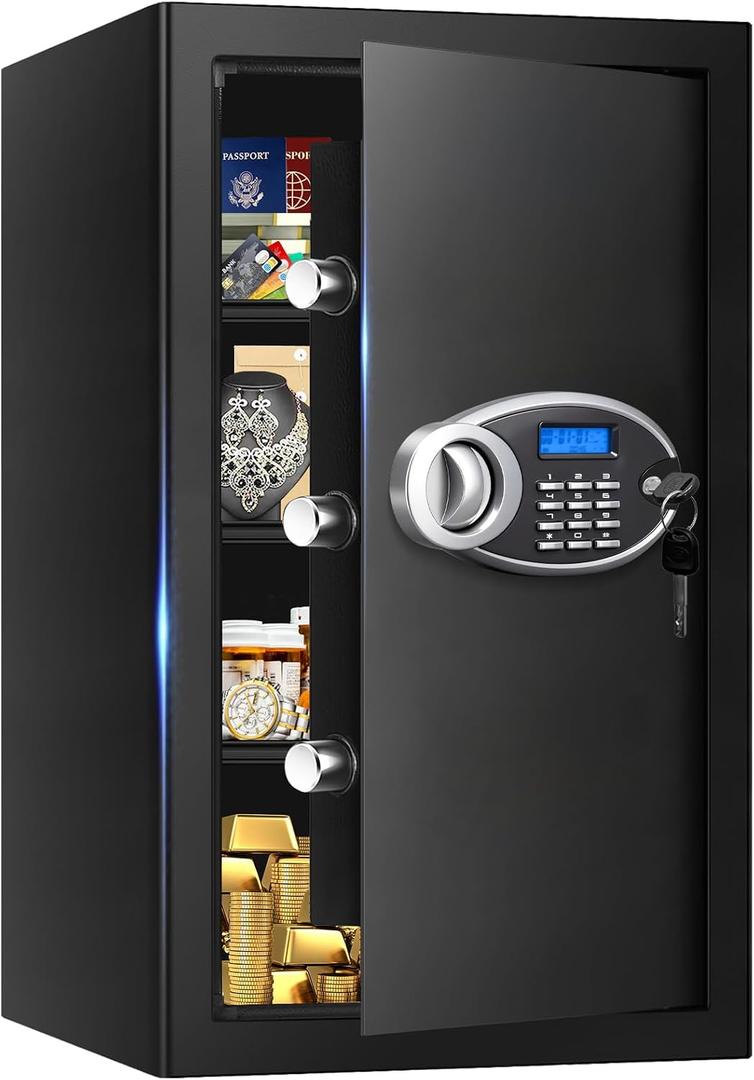 5.2 Cuft Large Safes for Home Use Fire and Water Proof, Heavy Duty Fireproof Safe with Programmable Keypad and Spare Keys, Anti-Theft Personal Security Home Safe Box for Money Document